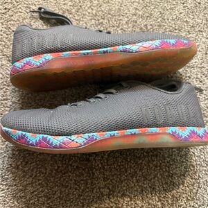 NOBULL Patchwork Superfabric Athletic Trainers. Women 9. Gray, Pink, Blue